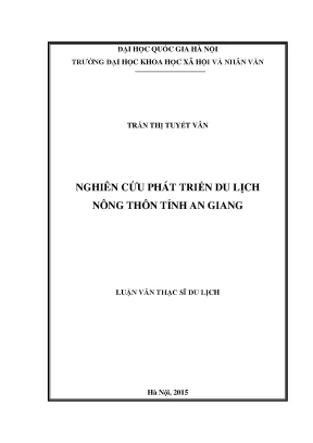 Luận văn thạc sĩ nghiên cứu phát triển du lịch nông thôn tỉnh an giang
