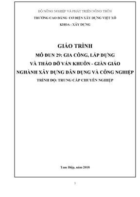 Giáo trình gia công lắp dựng và tháo dỡ ván khuôn giàn giáo nghề xây dựng dân dụng và công nghiệp trung cấp chuyên nghiệp