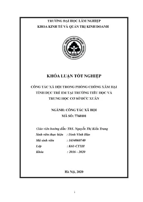 Khoá luận tốt nghiệp công tác xã hội trong phòng chống xâm hại tình dục trẻ em tại trường tiểu học và trung học cơ sở đức xuân