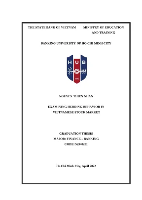 1175 examining herding behavior in vietnamese stock market bachelor luận văn tcnh nguyen thien nhan supervisor duong thi thuy an tp hcm đh nh hcm 2022