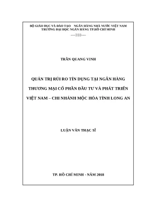 0356 quản trị rủi ro tín dụng tại nh đầu tư và phát triển việt nam chi nhánh mộc hóa tỉnh long an luận văn thạc sĩ kinh tế trần quang vinh tp hcm đh nh