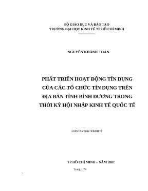 Luận văn thạc sỹ phát triển hoạt động tín dụng của các tổ chức tín dụng trên địa bàn tỉnh bình dương