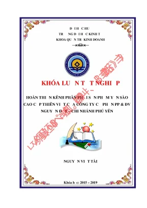 Hoàn thiện kênh phân phối sản phẩm yến sào cao cấp thiên việt của công ty cổ phần pp dv nguyễn đạt chi nhánh phú yên
