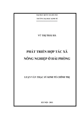 Luận văn thạc sĩ phát triển hợp tác xã nông nghiệp ở hải phòng