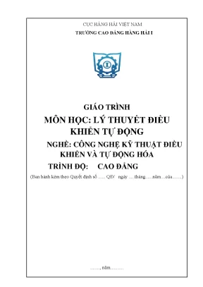 Giáo trình lý thuyết điều khiển tự động nghề công nghệ kỹ thuật điều khiển và tự động hóa cao đẳng