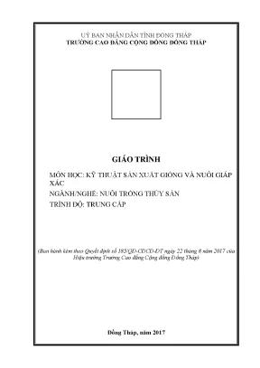 Giáo trình kỹ thuật sản xuất giống và nuôi giáp xác nghề nuôi trồng thuỷ sản trung cấp