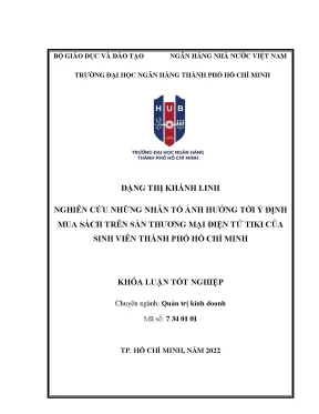 Nghiên cứu những nhân tố ảnh hưởng tới ý định mua sách trên sàn thương mại điện tử tiki của sinh viên tp hồ chí minh