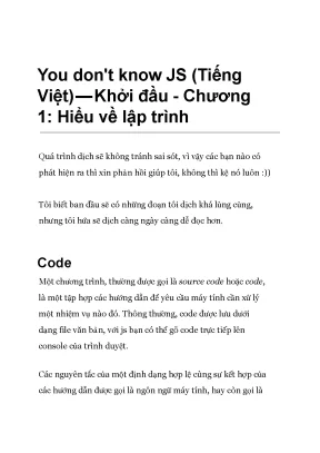 You dont know js tiếng việt — khởi đầu chương 1 hiểu về lập trình