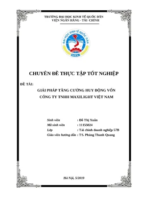 Khóa luận tốt nghiệp tăng cường huy động vốn công ty tnhh maxilight việt nam