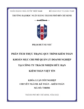 Phân tích thực trạng quy trình kiểm toán khoản mục chi phí quản lý doanh nghiệp tại công ty tnhh kiểm toán việt tín
