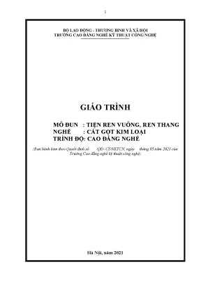 Giáo trình tiện ren vuông ren thang nghề cắt gọt kim loại trình độ cao đẳng nghề