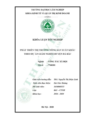 Khóa luận tốt nghiệp phát triển thị trường nông sản xuất khẩu theo dự án giảm nghèo huyện đà bắc