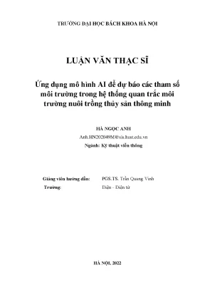 Ứng dụng mô hình ai để dự báo các tham số môi trường trong hệ thống quan trắc môi trường nuôi trồng thủy sản thông minh