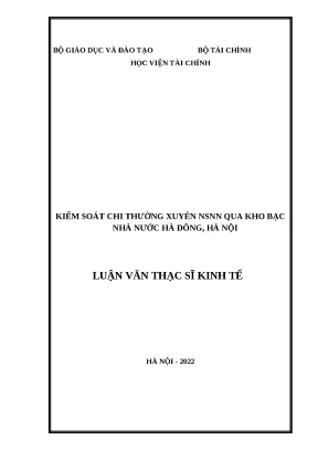 Luận văn thạc sĩ kiểm soát chi thường xuyên nsnn qua kho bạc nhà nước hà đông hà nội