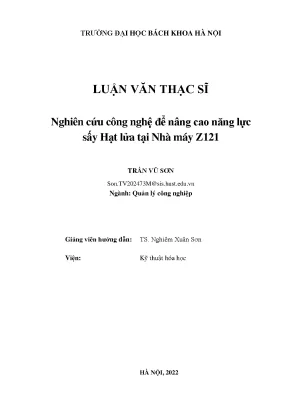 Nghiên cứu công nghệ để nâng cao năng lực sấy hạt lửa tại nhà máy z121
