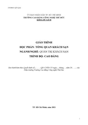 Giáo trình tổng quan khách sạn dành cho bậc cao đẳng ngành quản trị khách sạn