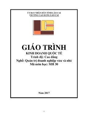 Giáo trình kinh doanh quốc tế nghề quản trị doanh nghiệp vừa và nhỏ trình độ cao đẳng nghề