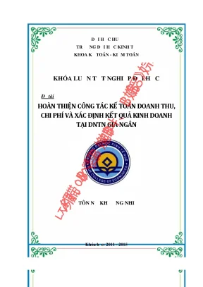 Hoàn thiện công tác kế toán doanh thu chi phí và xác định kết quả kinh doanh tại dntn gia ngân