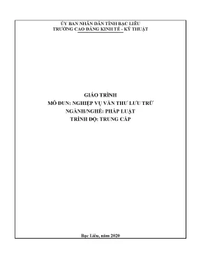 Giáo trình mô đun nghiệp vụ văn thư lưu trữ nghề pháp luật trình độ trung cấp