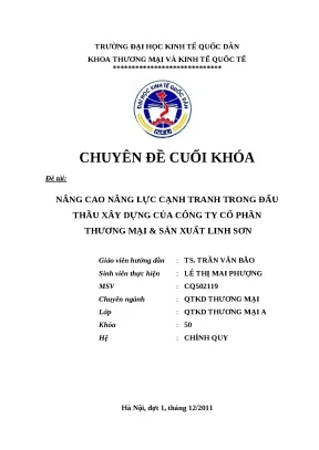 Luận văn tốt nghiệp nâng cao năng lực cạnh tranh trong đấu thầu xây dựng của công ty cổ phần thương mại sản xuất linh sơn