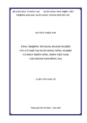 0138 tăng trưởng tín dụng dn vừa và nhỏ tại nh nông nghiệp và ptnt việt nam chi nhánh nam đồng nai luận văn thạc sĩ tcnh nguyễn thiện sơn ngô hướng tp