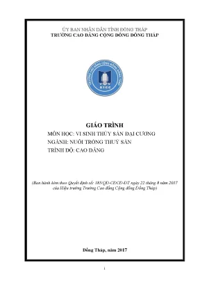 Giáo trình vi sinh thủy sản đại cương nghề nuôi trồng thuỷ sản cao đẳng