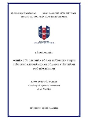 Nghiên cứu các yếu tố ảnh hưởng đến ý định tiêu dùng sản phẩm xanh của sinh viên tp hồ chí minh
