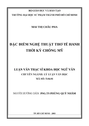 Luận văn đặc điểm nghệ thuật thơ tế hanh thời kỳ chống mỹ