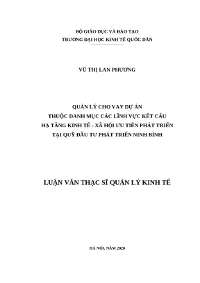 Luận văn thạc sĩ quản lý cho vay dự án thuộc danh mục các lĩnh vực kết cấu hạ tầng kinh tế xã hội ưu tiên phát triển tại quỹ đầu tư phát triển ninh bình