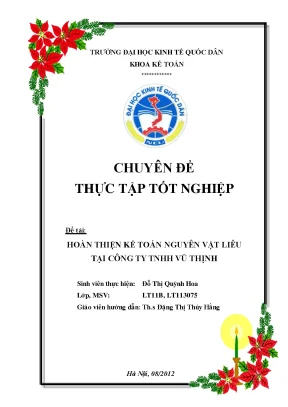 Kế toán nguyên vật liệu tại công ty tnhh vũ thịnh