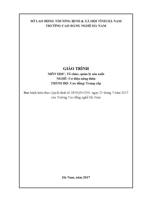 Giáo trình tổ chức quản lý sản xuất nghề cơ điện nông thôn cđtc