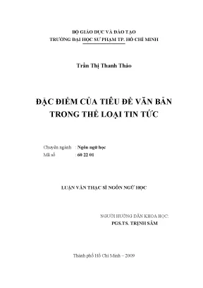 Luận văn thạc sĩ đặc điểm của tiêu đề văn bản trong thể loại tin tức