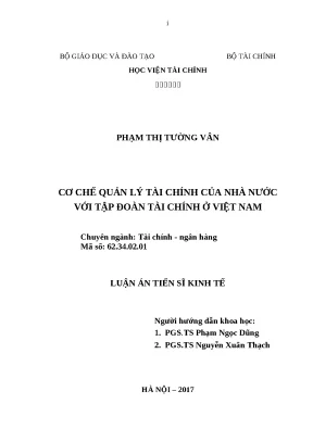 Luận án tiến sĩ kinh tế cơ chế quản lý tài chính của nhà nước với tập đoàn tài chính ở việt nam