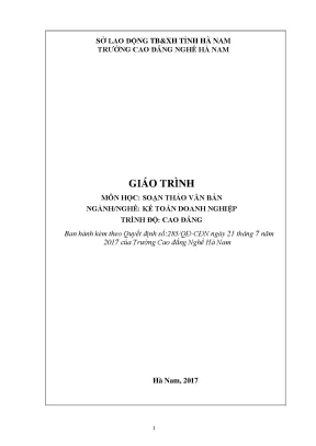 Giáo trình soạn thảo văn bản nghề kế toán doanh nghiệp cao đẳng