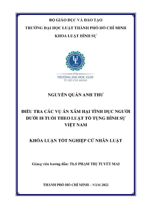 Điều tra các vụ án xâm hại tình dục người dưới 18 tuổi theo luật tố tụng hình sự việt nam