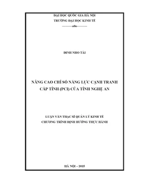 Nâng cao chỉ số năng lực cạnh tranh cấp tỉnh pci của tỉnh nghệ an