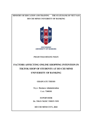 Factors affecting online shopping intention in tiktok shop of students at ho chi minh university of banking