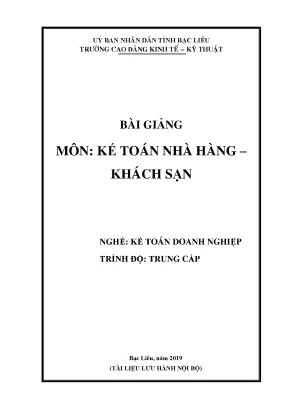 Giáo trình kế toán nhà hàng khách sạn nghề kế toán doanh nghiệp trình độ trung cấp