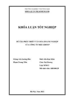 Khóa luận tốt nghiệp phát triển văn hóa doanh nghiệp của công ty tnhh mee group
