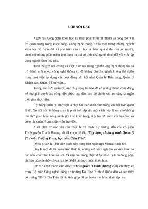 Luận văn xây dựng chương trình quản lý thư viện trường trung học cơ sở tân tiến