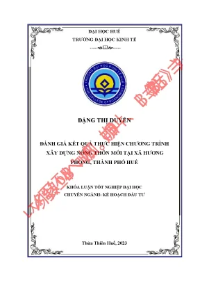 Đánh giá kết quả thực hiện chương trình nông thôn mới tại xã hương phong thành phố huế tỉnh thừa thiên huế