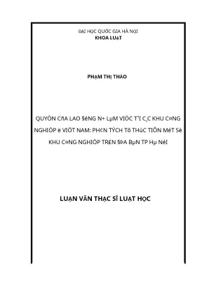 Khóa luận tốt nghiệp quyền của lao động nữ làm việc tại các khu công nghiệp ở việt nam phân tích từ thực tiễn một số khu công nghiệp trên địa bàn tp hà nội