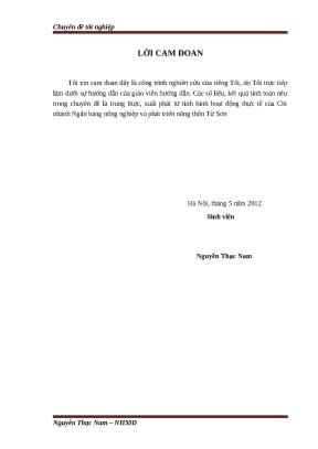 Luận văn tốt nghiệp hoàn thiện công tác quản trị rủi ro tín dụng tại ngân hàng nông nghiệp và phát triển nông thôn chi nhánh thị xã từ sơn