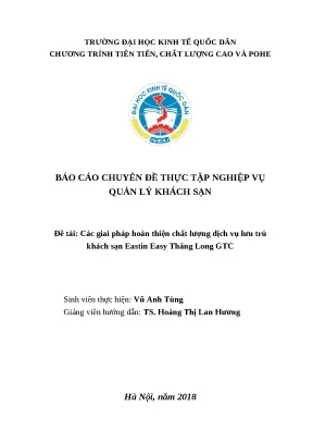 Luận văn tốt nghiệp giai pháp hoàn thiện chất lượng dịch vụ lưu trú khách sạn eastin easy thăng long gtc