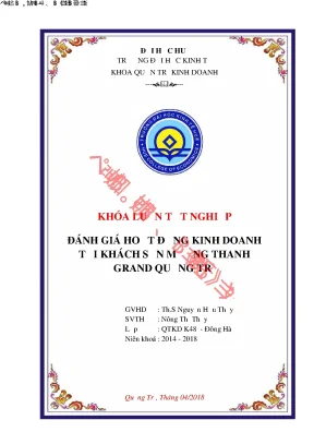 Đánh giá hoạt động kinh doanh tại khách sạn mường thanh grand quảng trị
