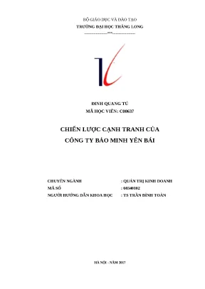 Luận văn thạc sĩ chiến lược cạnh tranh của công ty bảo minh yên bái