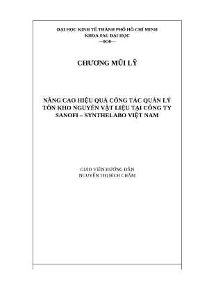 Luận văn nâng cao hiệu quả công tác quản lý tồn kho nguyên vật liệu tại công ty sanofi synthelabo việt nam