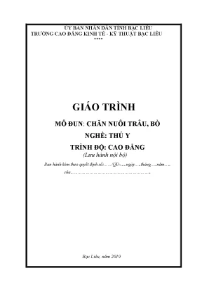 Giáo trình mô đun chăn nuôi trâu bò nghề thú y trình độ cao đẳng