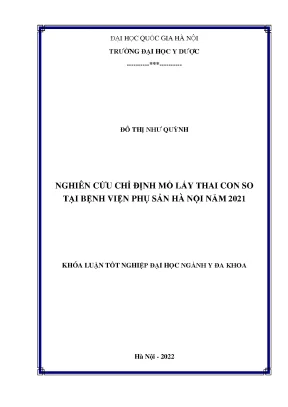 Khóa luận tốt nghiệp nghiên cứu chỉ định mổ lấy thai con so tại bệnh viện phụ sản hà nội