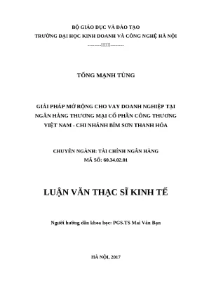 Luận văn thạc sĩ hubt mở rộng cho vay doanh nghiệp tại ngân hàng thương mại cổ phần công thương việt nam chi nhánh bỉm sơn thanh hóa
